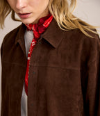 Sobrecamisa Mujer 100% Cuero Gamuza Café