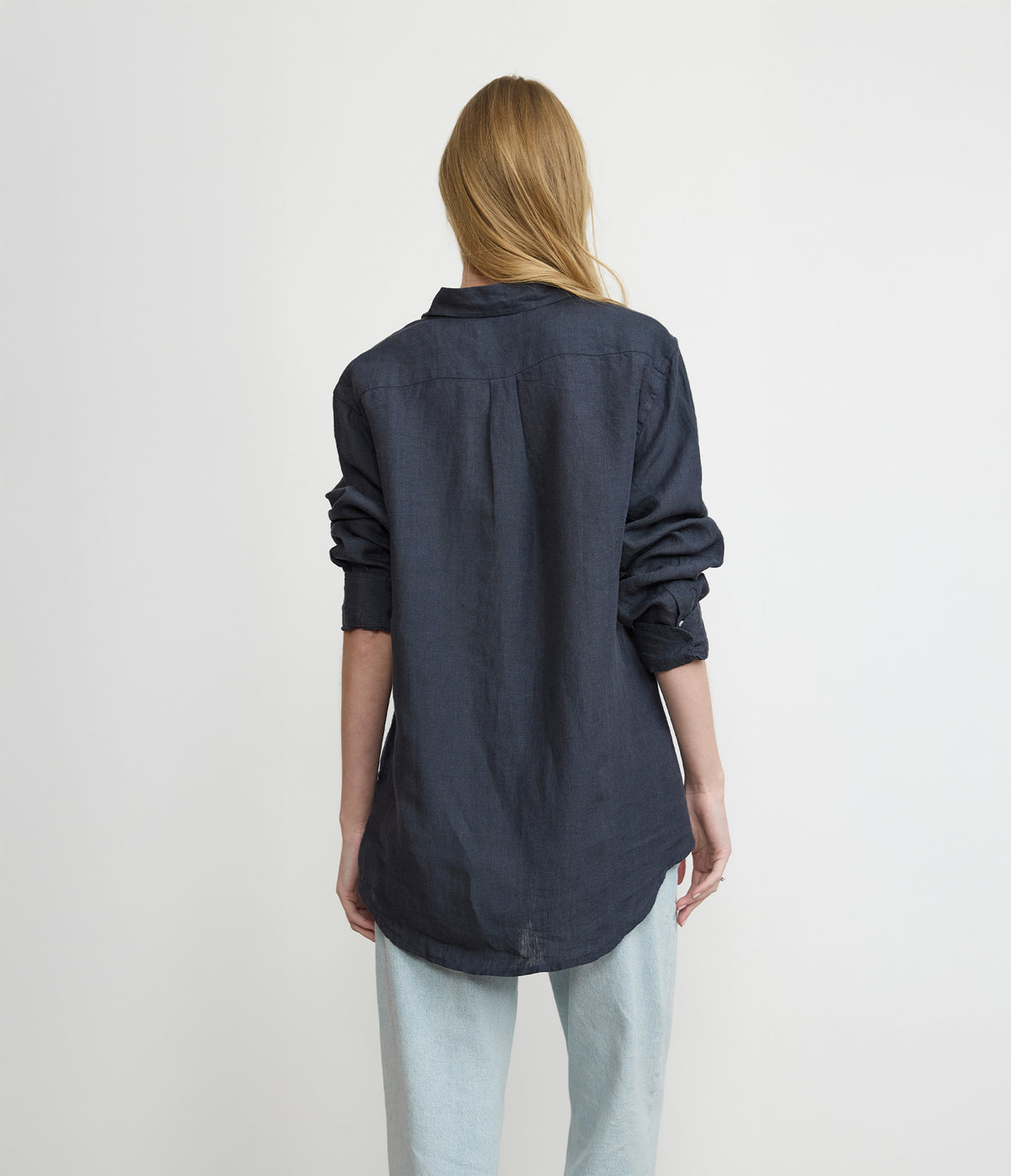 Blusa Mujer Lino Azul Marino Julia