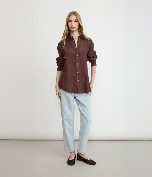 Blusa Mujer Lino Burdeo Julia