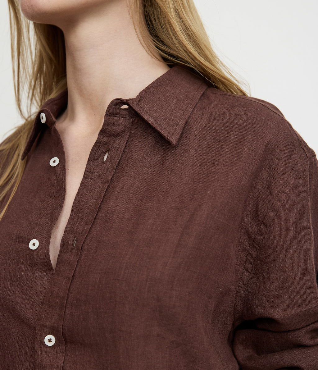 Blusa Mujer Lino Burdeo Julia