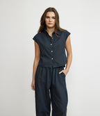 Blusa Mujer Lino Roma Azul Marino