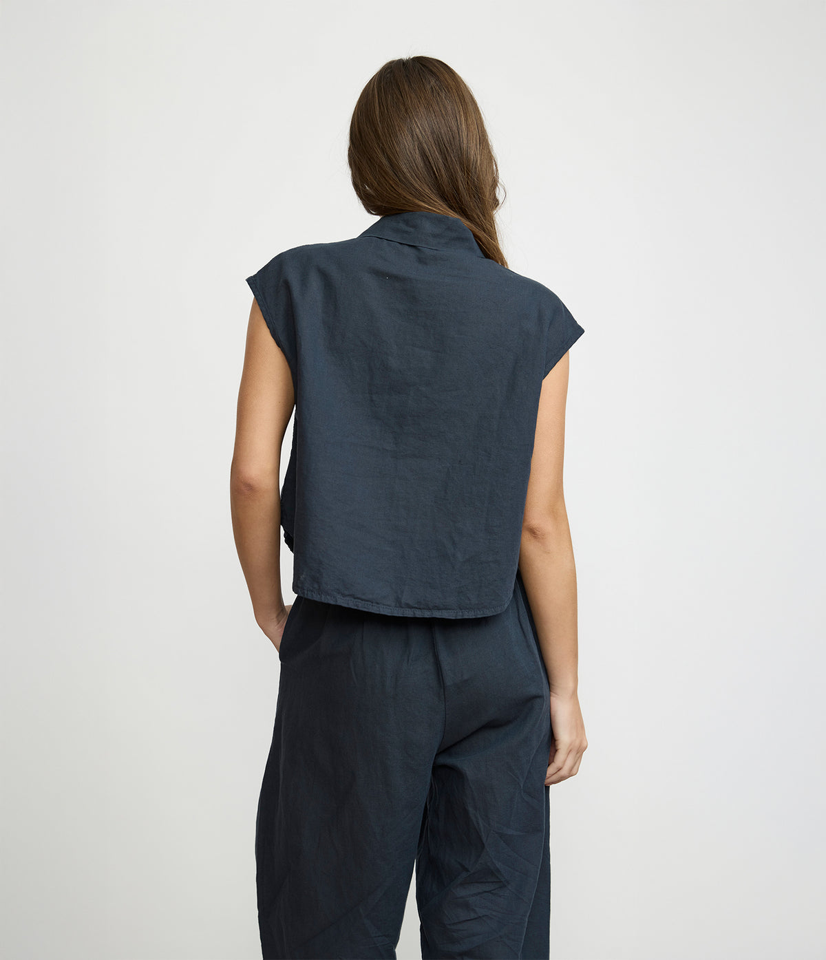 Blusa Mujer Lino Roma Azul Marino