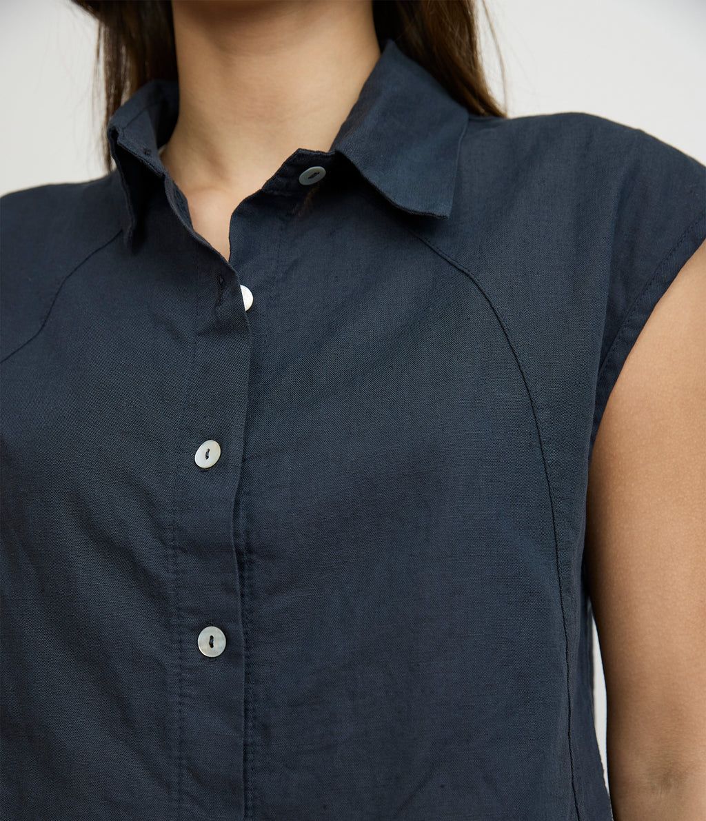 Blusa Mujer Lino Roma Azul Marino