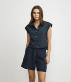 Blusa Mujer Lino Roma Azul Marino