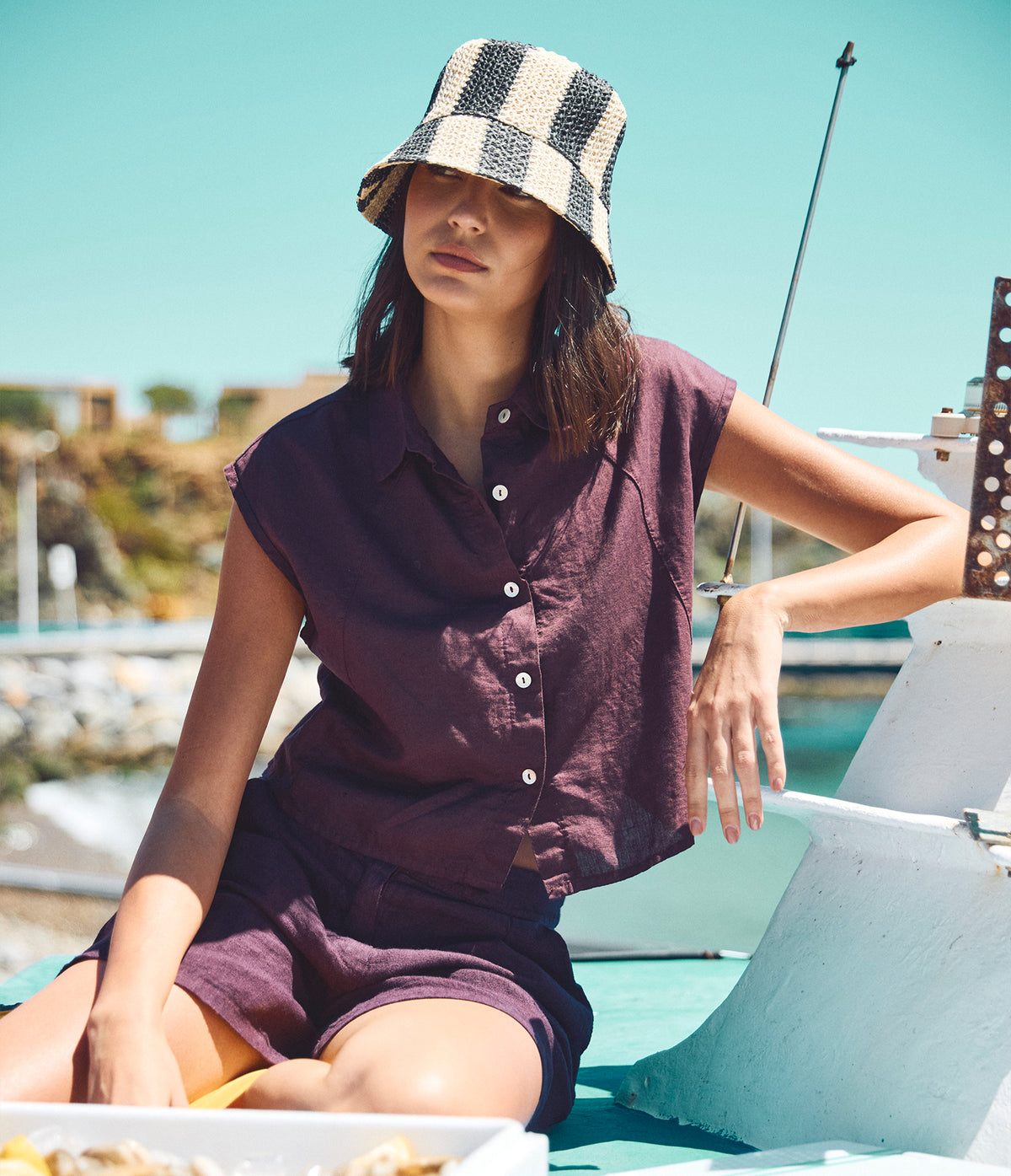 Blusa Mujer Lino Roma Morado
