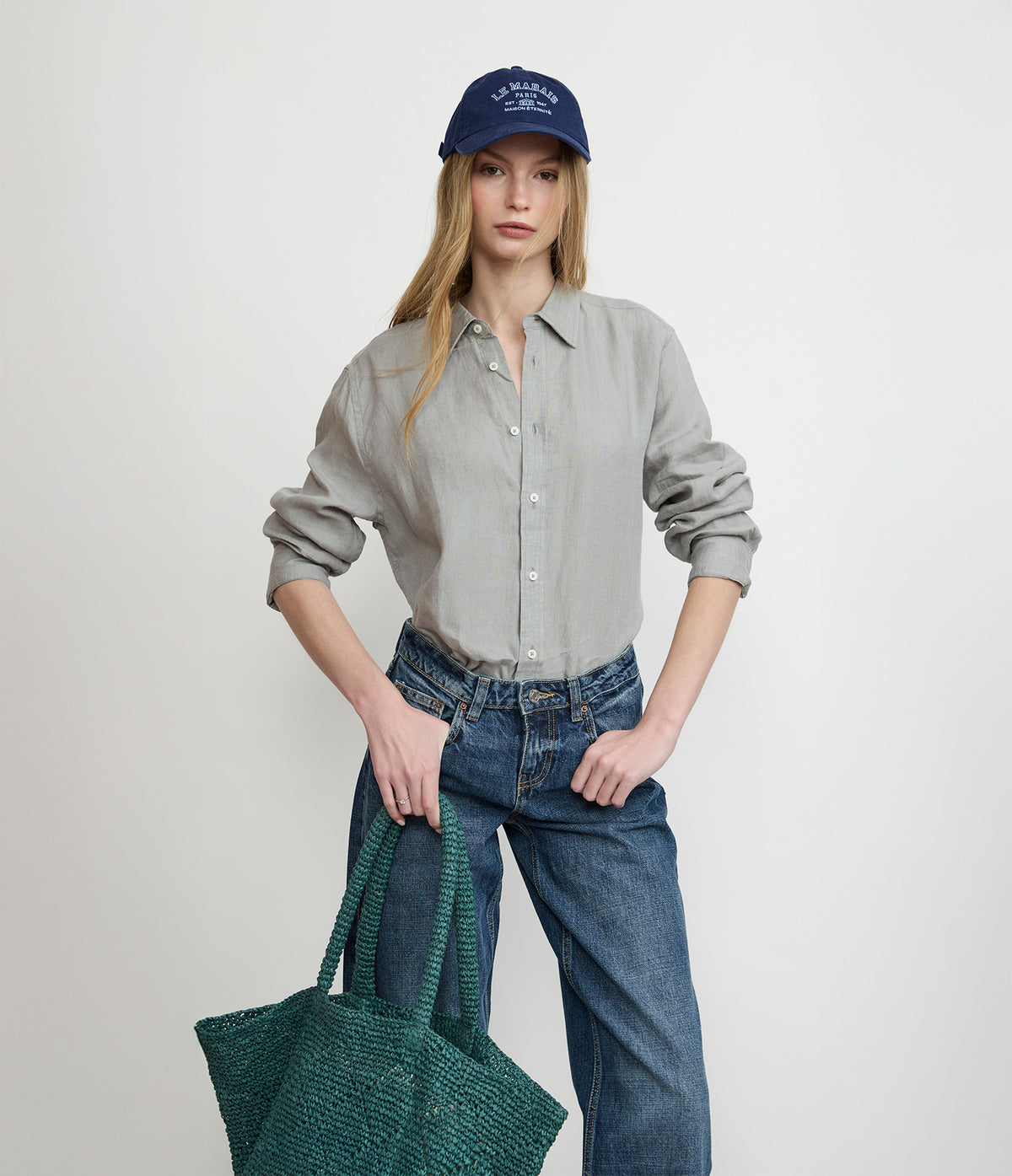 Blusa Mujer Lino Verde Julia
