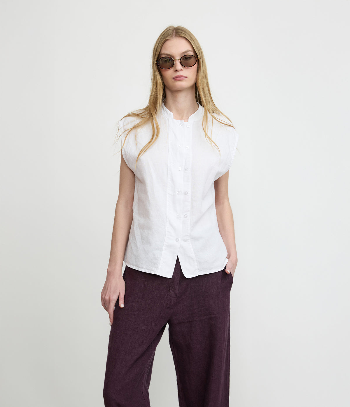 Blusa Mujer Lino Mao Blanco