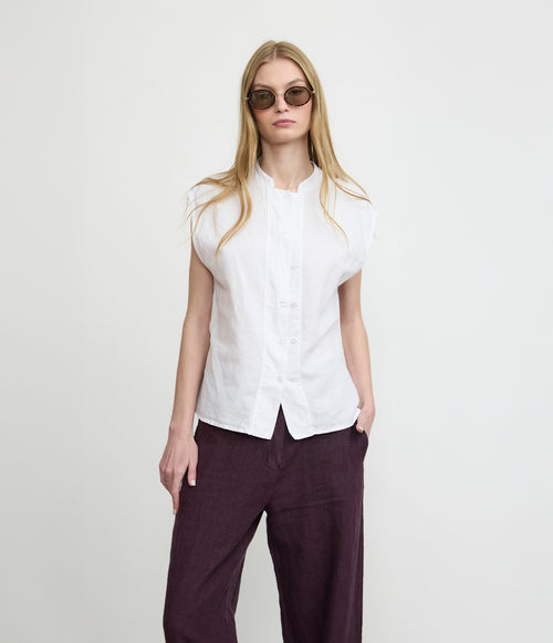 Blusa Mujer Lino Mao Blanco