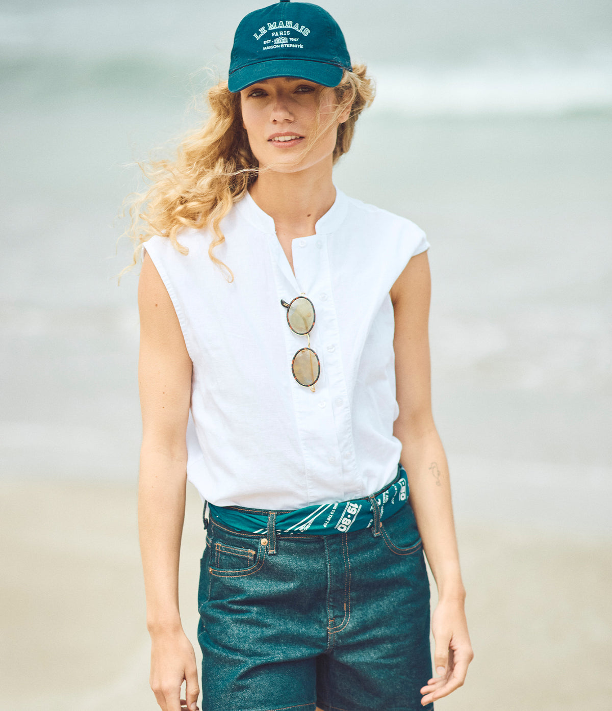 Blusa Mujer Lino Mao Blanco