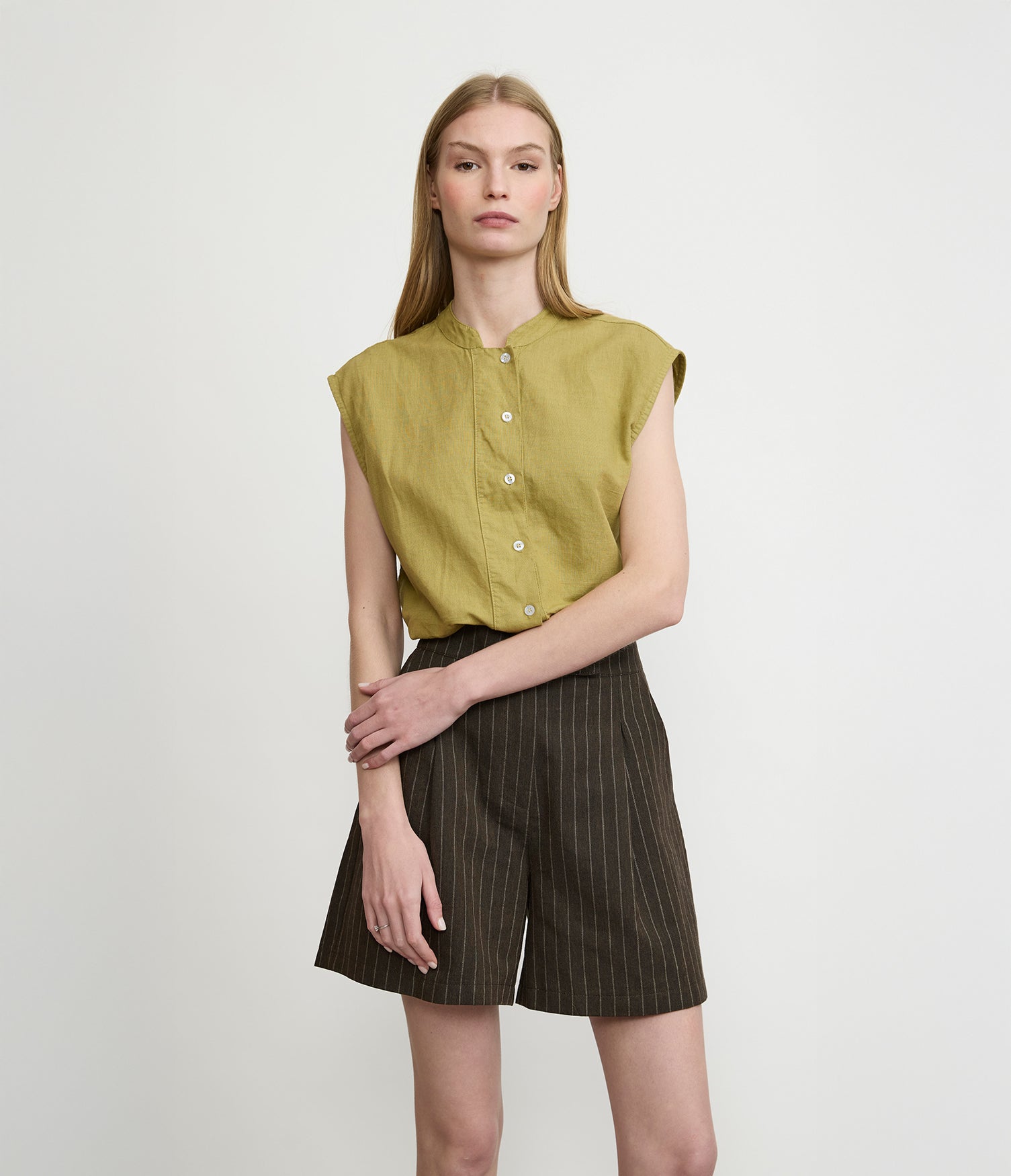 Blusa Mujer Lino Mao Pistacho