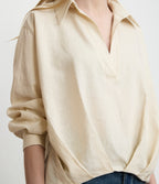 Blusa Mujer Lino Milan Beige