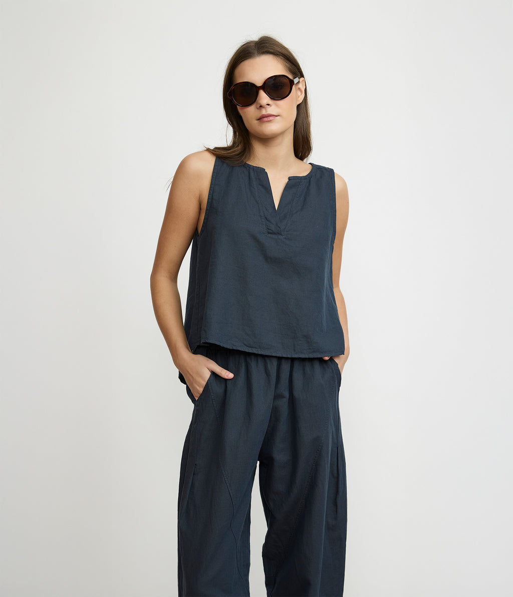 Blusa Mujer Lino Siena Azul Marino