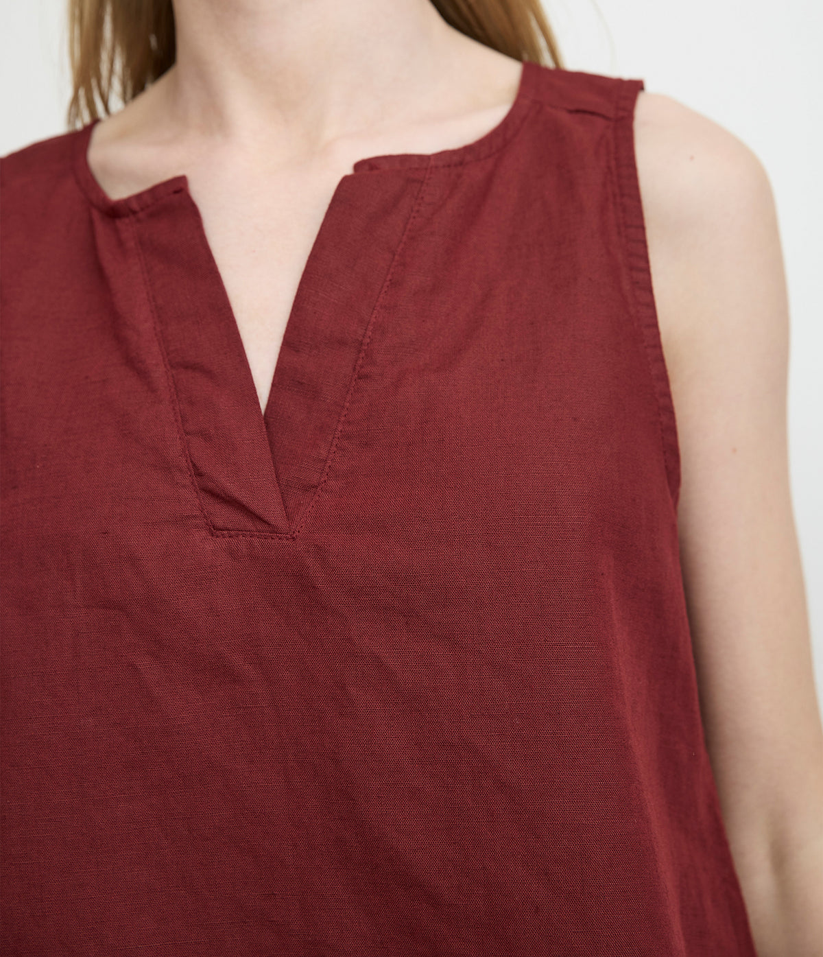 Blusa Mujer Lino Siena Burdeo