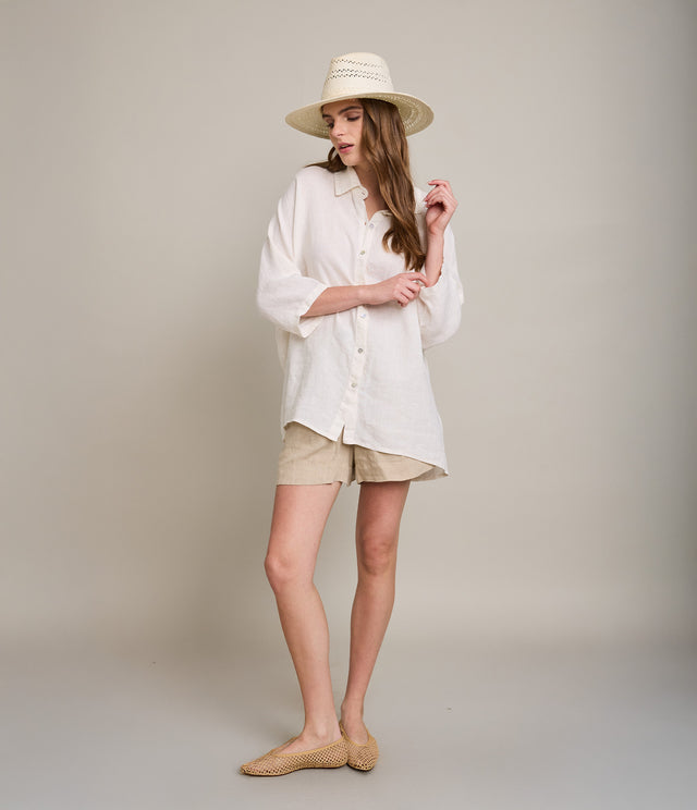 Blusa Mujer 100% Lino Taormina Blanca