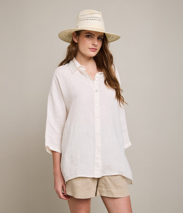 Blusa Mujer 100% Lino Taormina Blanca