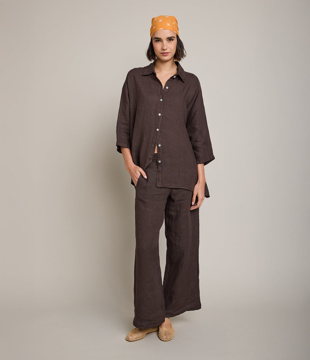 Blusa Mujer 100% Lino Taormina Café