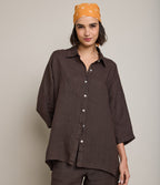 Blusa Mujer 100% Lino Taormina Café