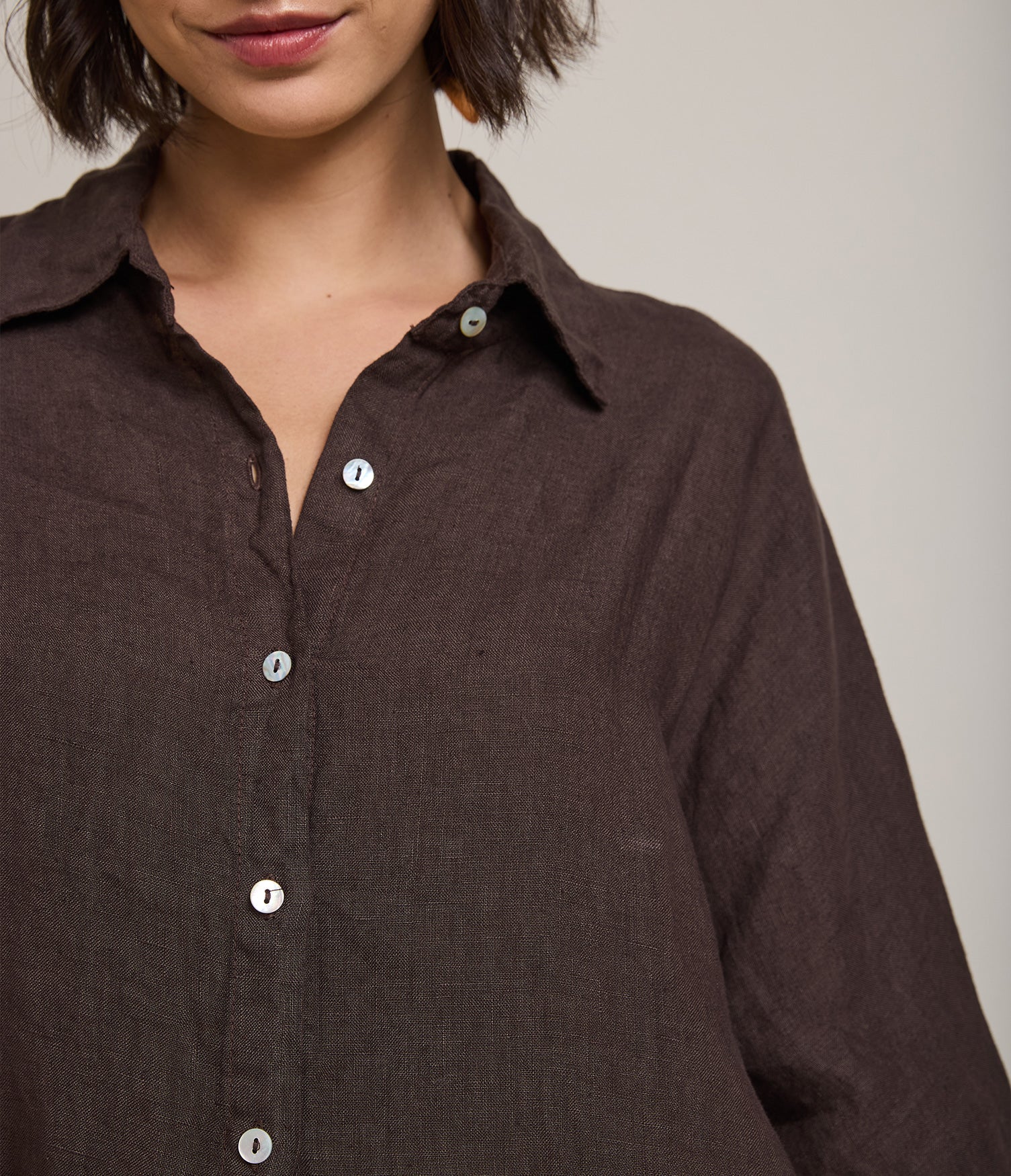 Blusa Mujer 100% Lino Taormina Café