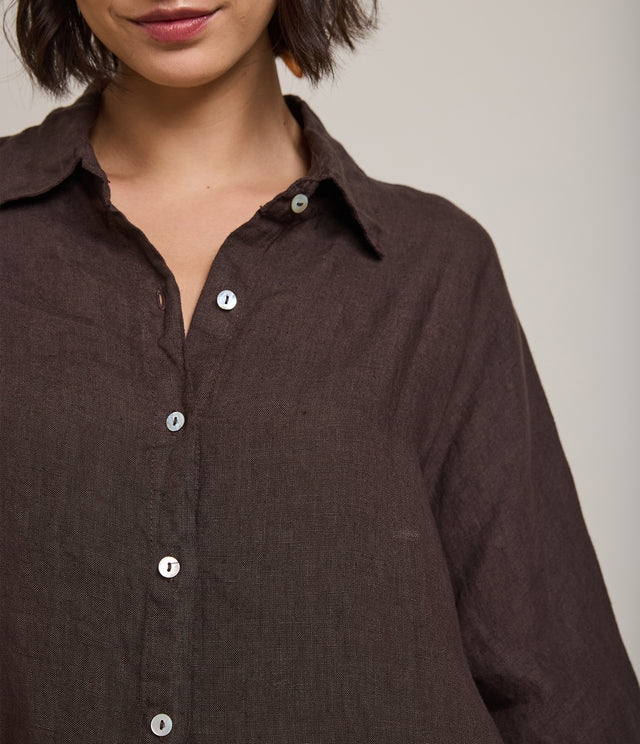 Blusa Mujer 100% Lino Taormina Café