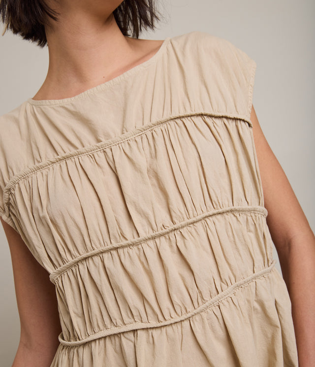 Blusa Mujer 100% Algodón Vuelos Beige