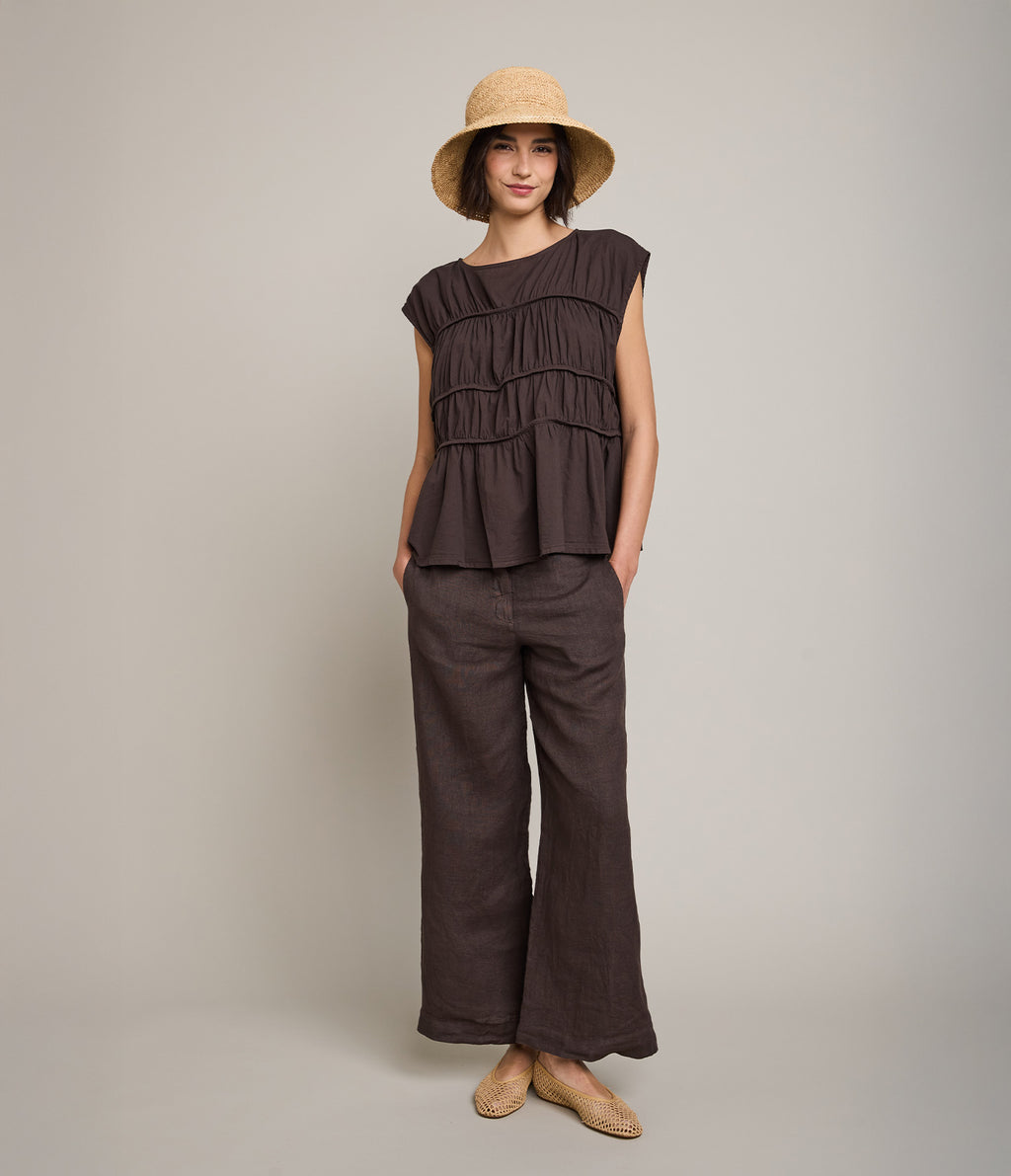 Blusa Mujer 100% Algodón Vuelos Chocolate