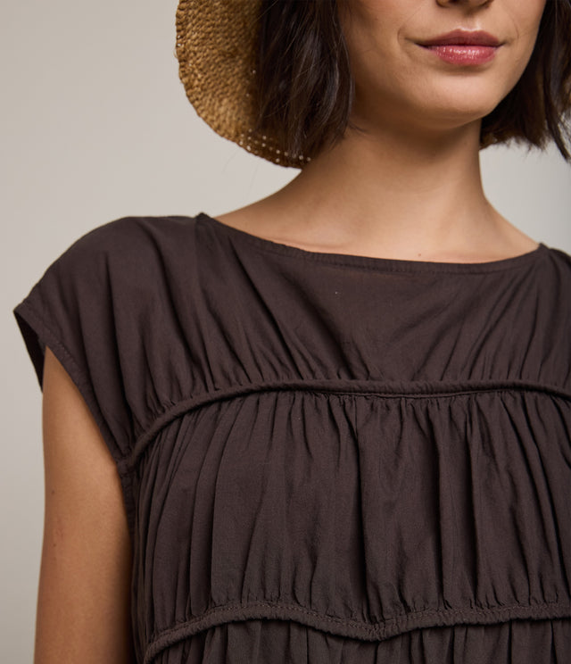 Blusa Mujer 100% Algodón Vuelos Chocolate