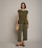 Blusa Mujer 100% Algodón Vuelos Verde