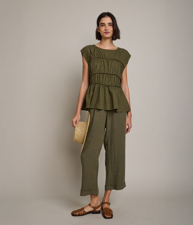 Blusa Mujer 100% Algodón Vuelos Verde