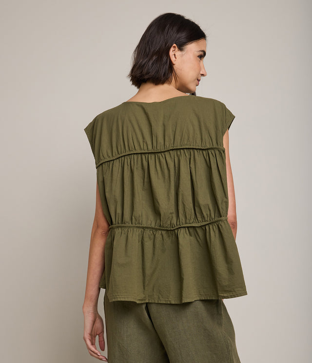 Blusa Mujer 100% Algodón Vuelos Verde
