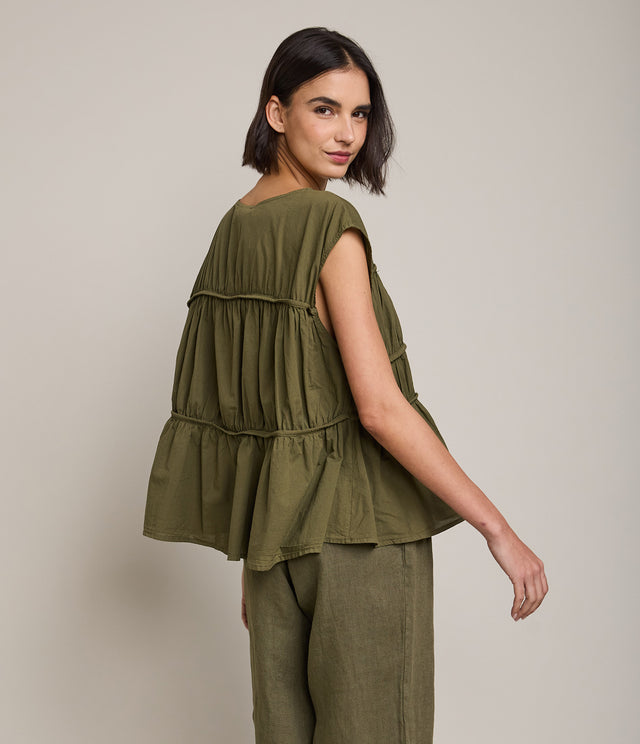 Blusa Mujer 100% Algodón Vuelos Verde