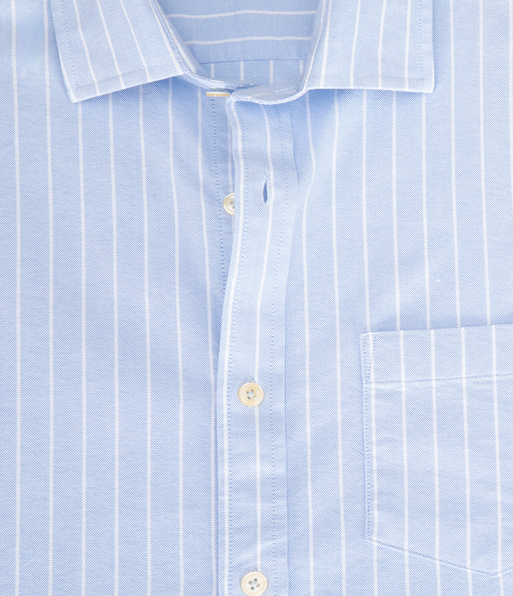 Camisa Hombre Oxford Manga Larga Ellies Rayada Azul