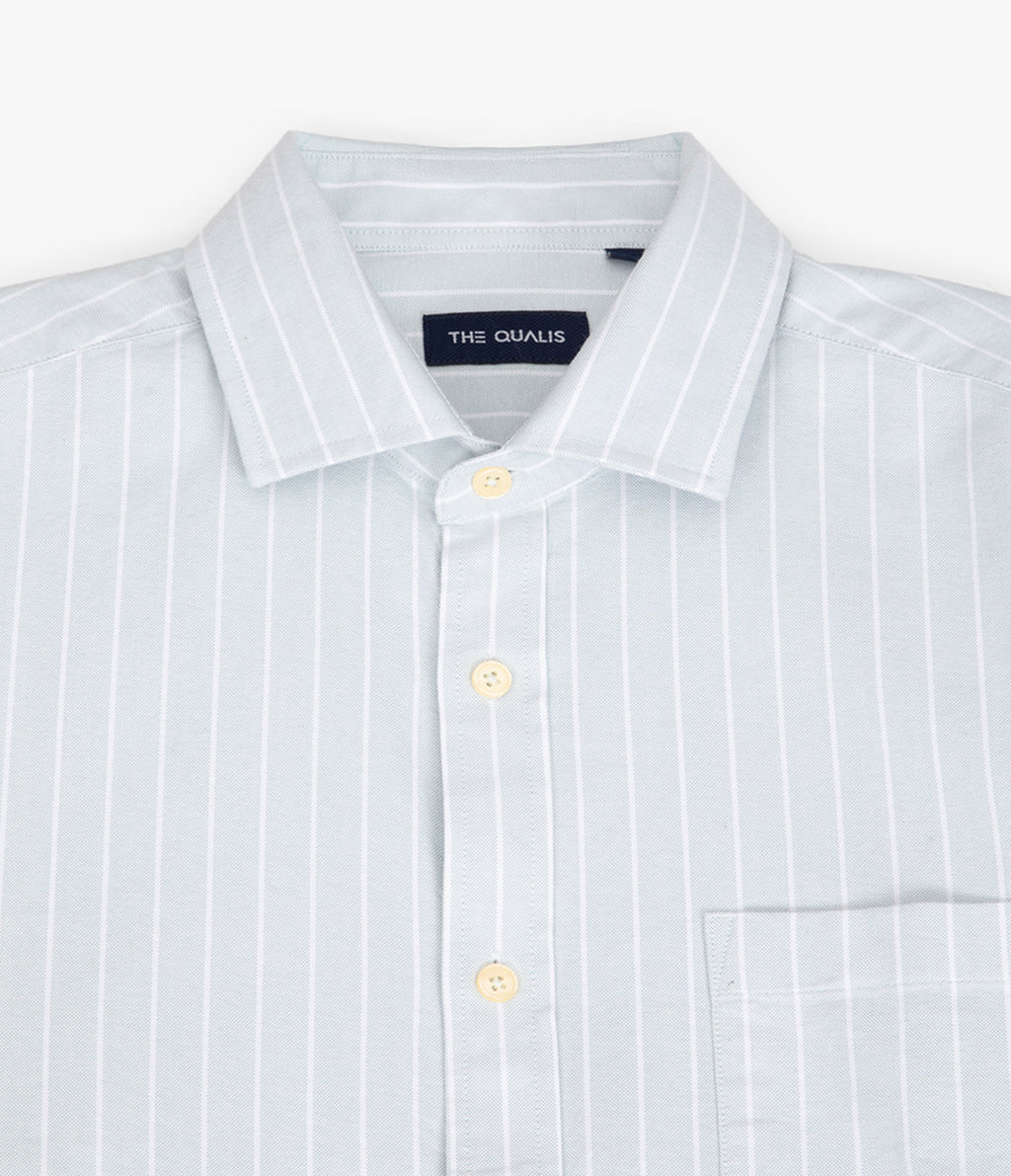 Camisa Hombre Oxford Manga Larga Ellies Rayada Verde