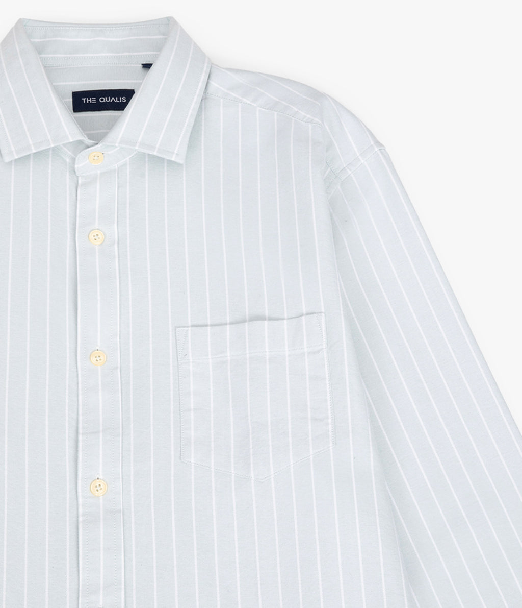 Camisa Hombre Oxford Manga Larga Ellies Rayada Verde