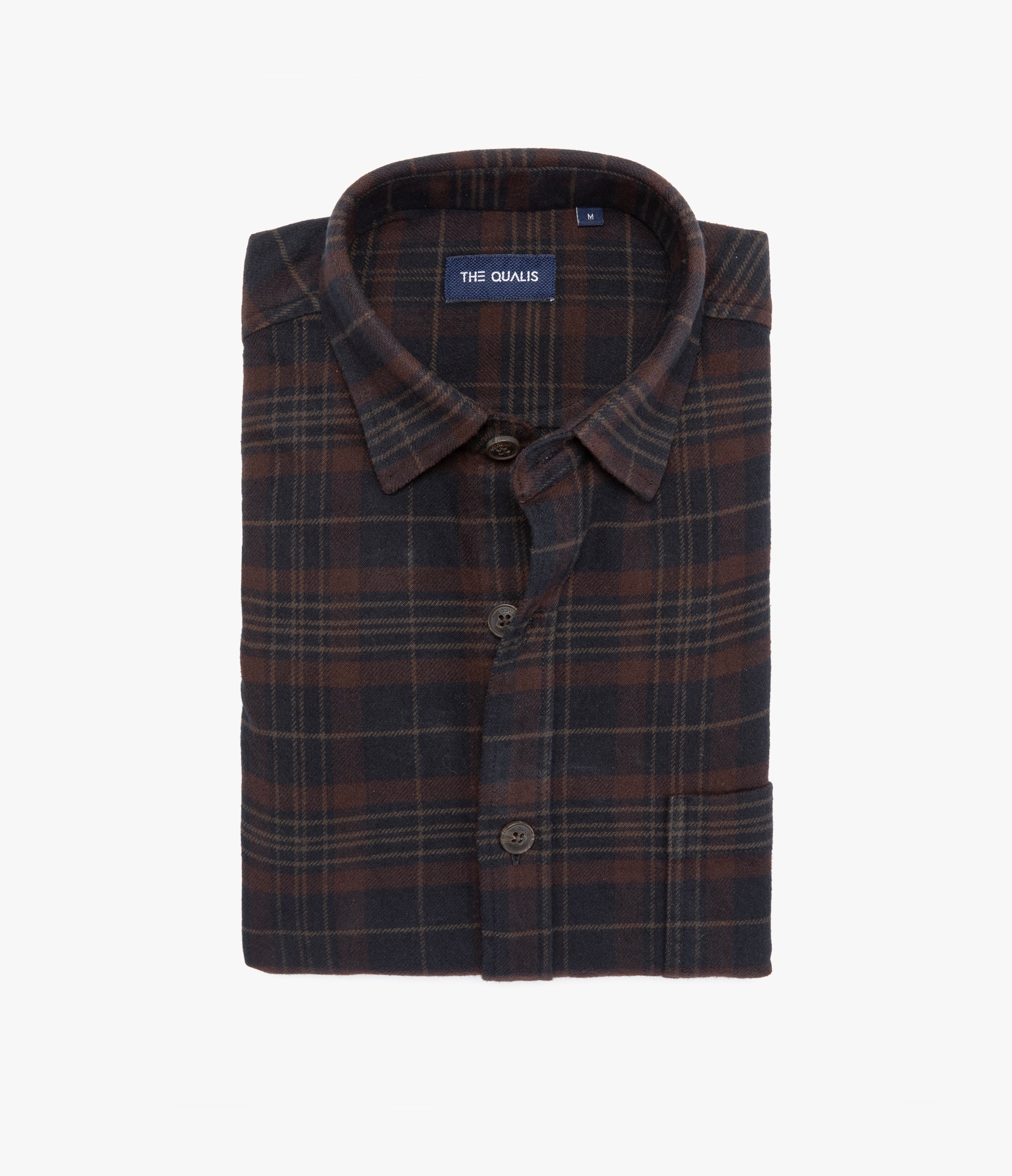 Camisa Hombre Algodón Franela Logan Cuadros Café