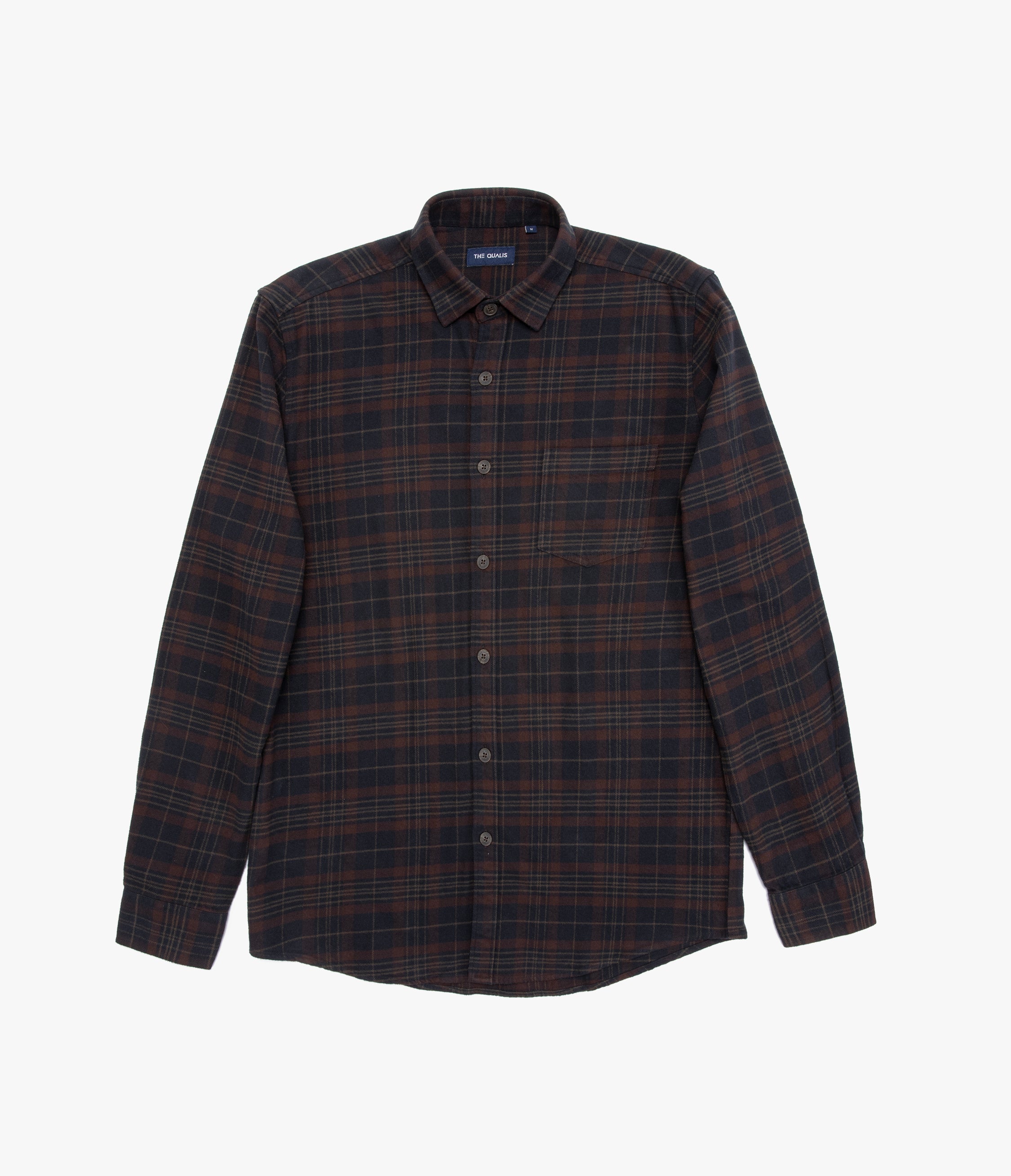 Camisa Hombre Algodón Franela Logan Cuadros Café