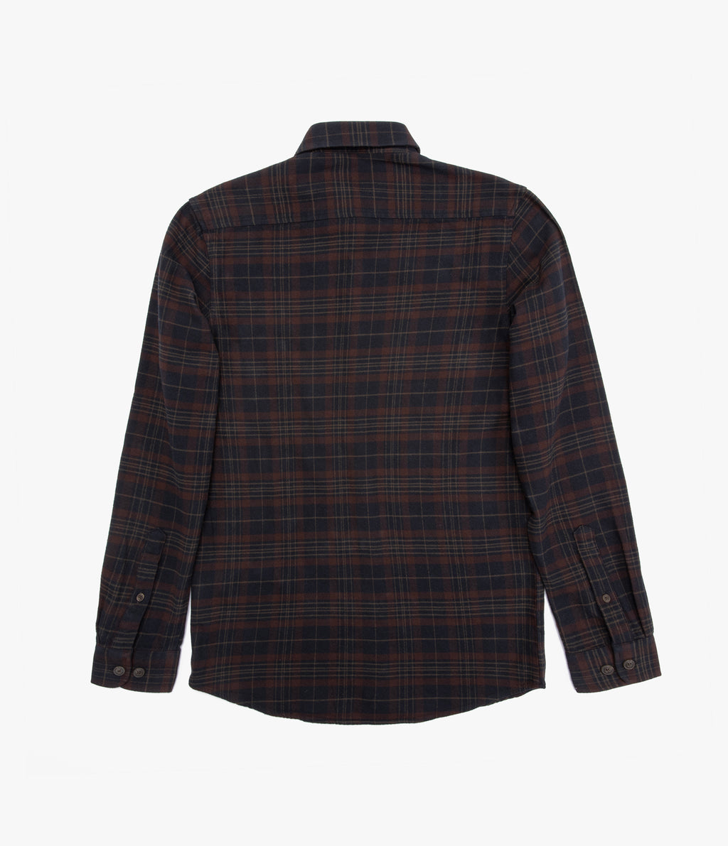 Camisa Hombre Algodón Franela Logan Cuadros Café