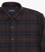 Camisa Hombre Algodón Franela Logan Cuadros Café