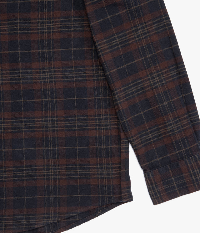 Camisa Hombre Algodón Franela Logan Cuadros Café