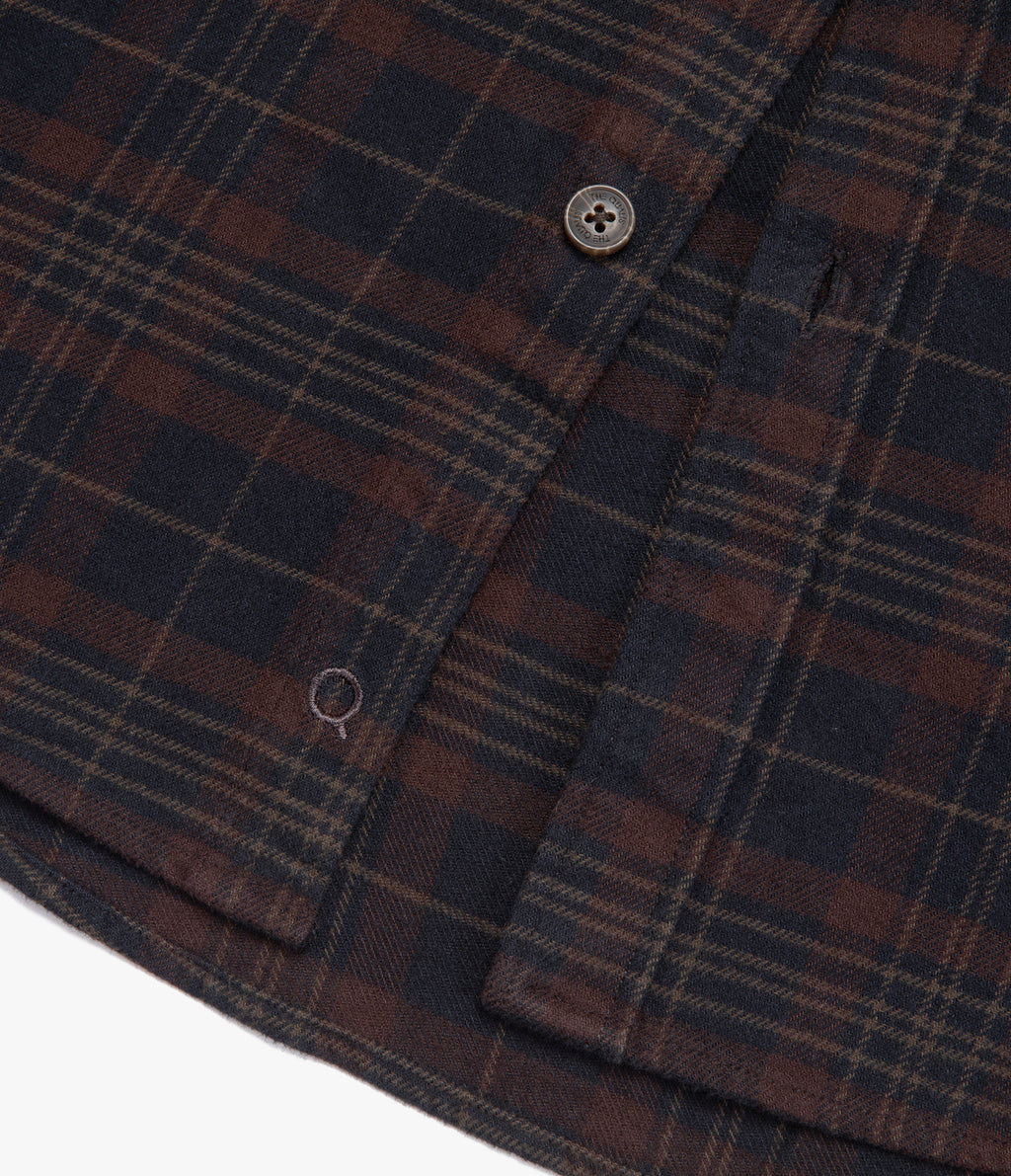 Camisa Hombre Algodón Franela Logan Cuadros Café
