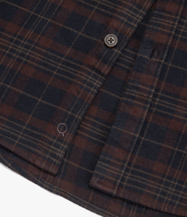 Camisa Hombre Algodón Franela Logan Cuadros Café