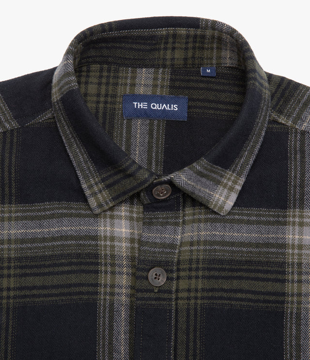 Camisa Hombre Algodón Franela Logan Cuadros Verde