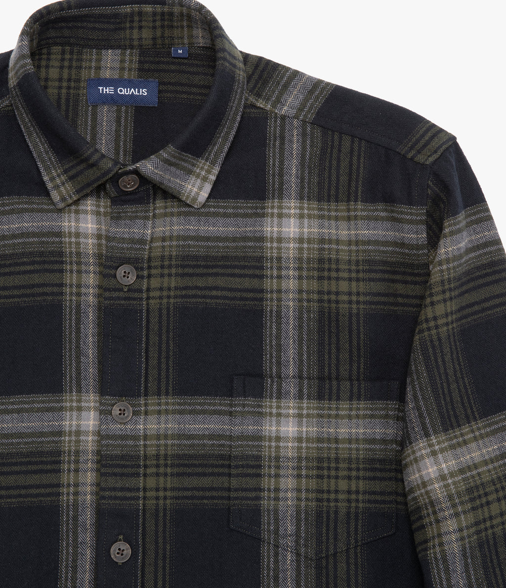 Camisa Hombre Algodón Franela Logan Cuadros Verde