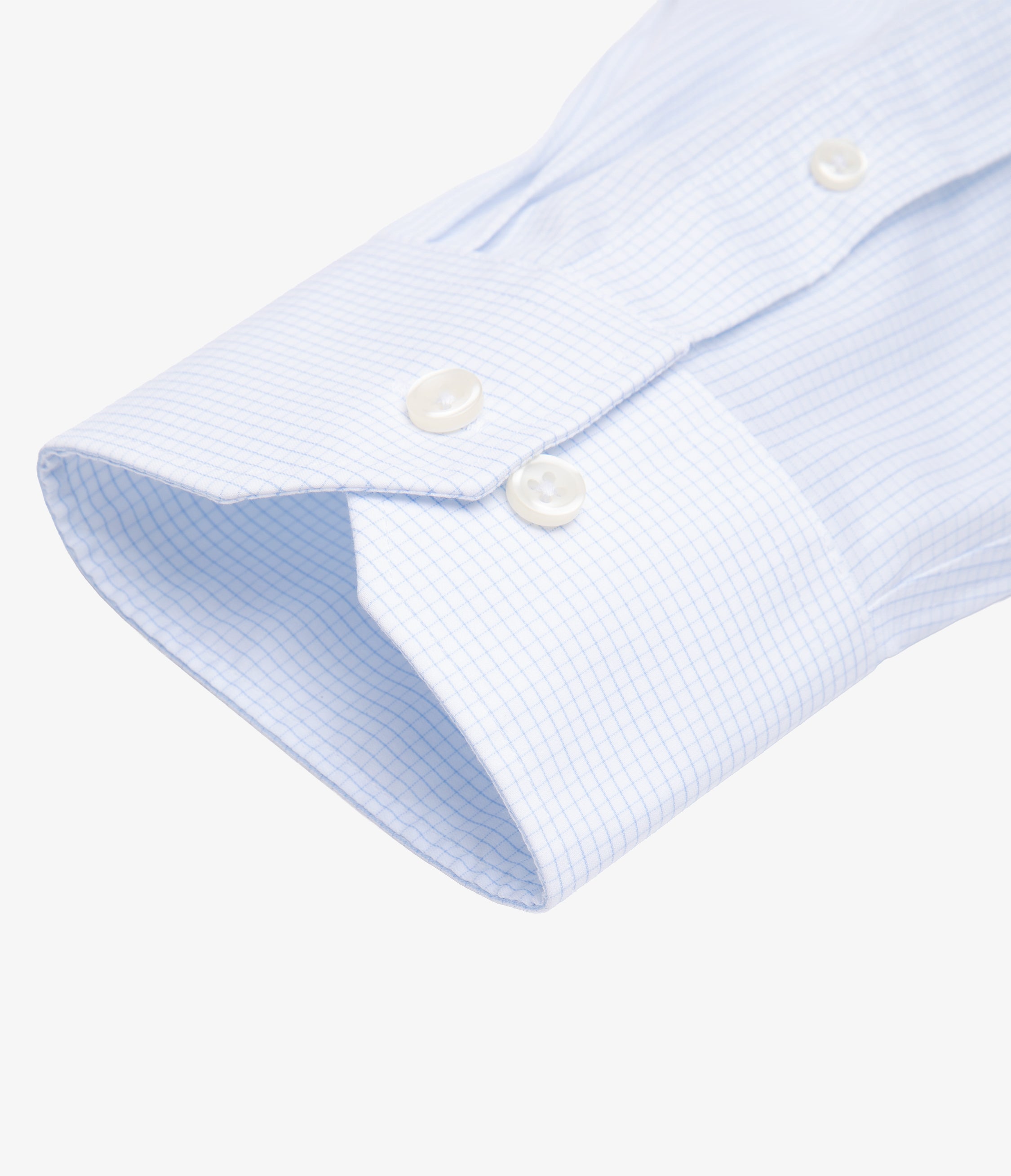 Camisa Hombre Performance Cuello Italiano Cuadros Celeste