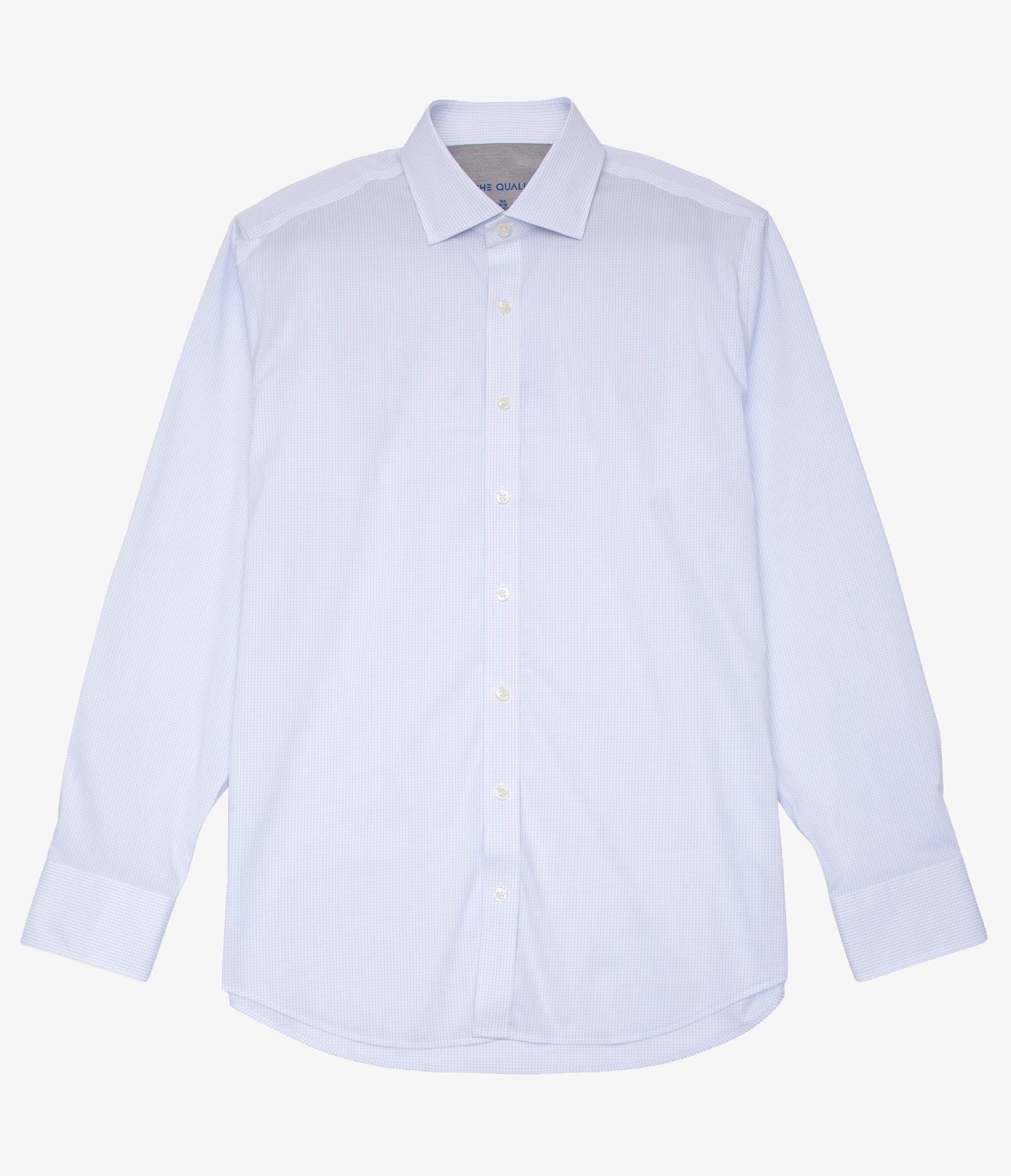 Camisa Hombre Performance Cuello Italiano Cuadros Celeste