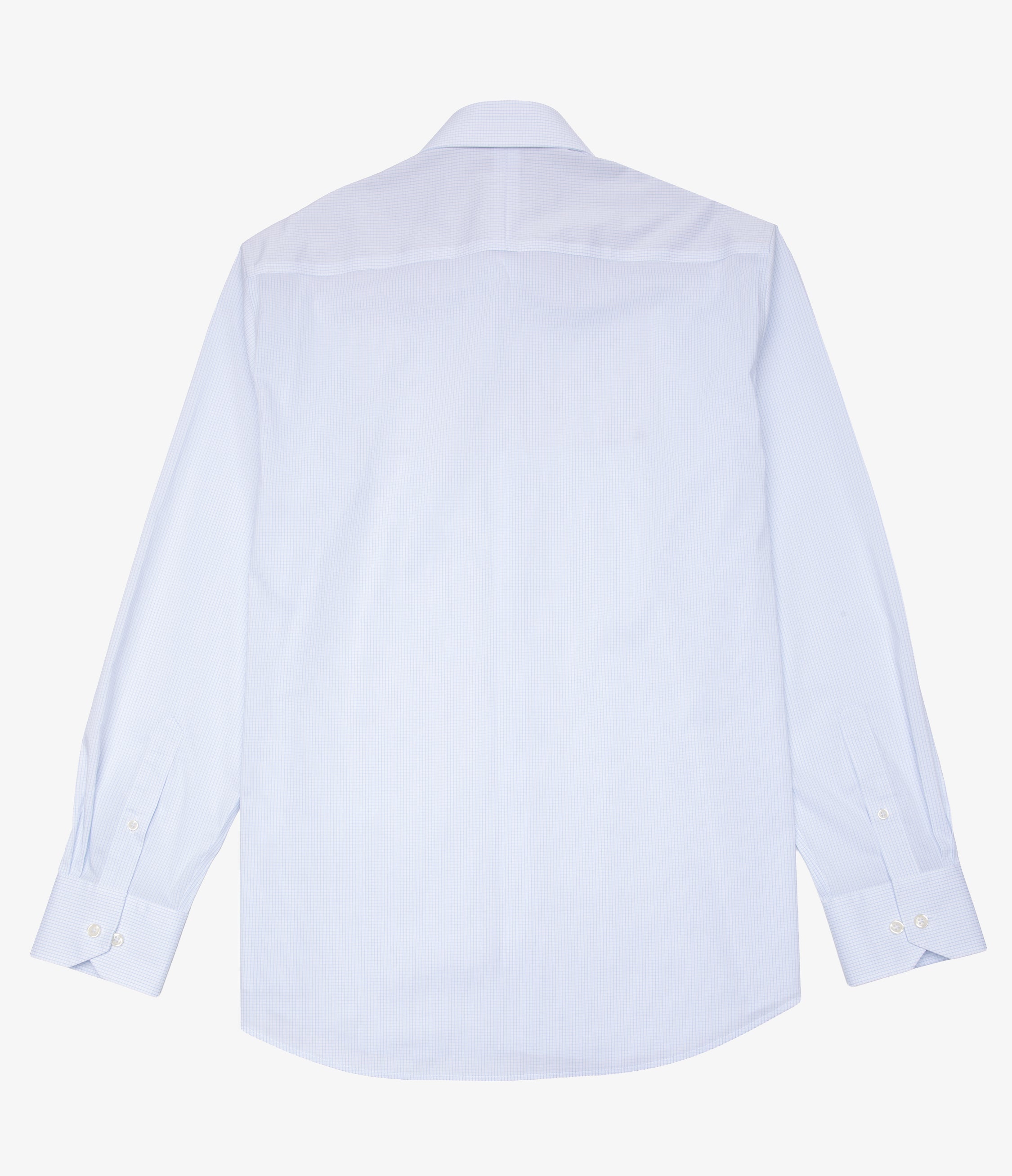 Camisa Hombre Performance Cuello Italiano Cuadros Celeste
