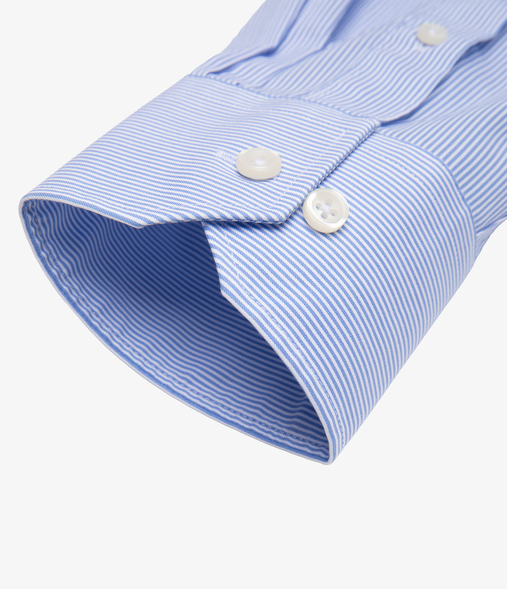 Camisa Hombre Performance Cuello Italiano Rayas Azul