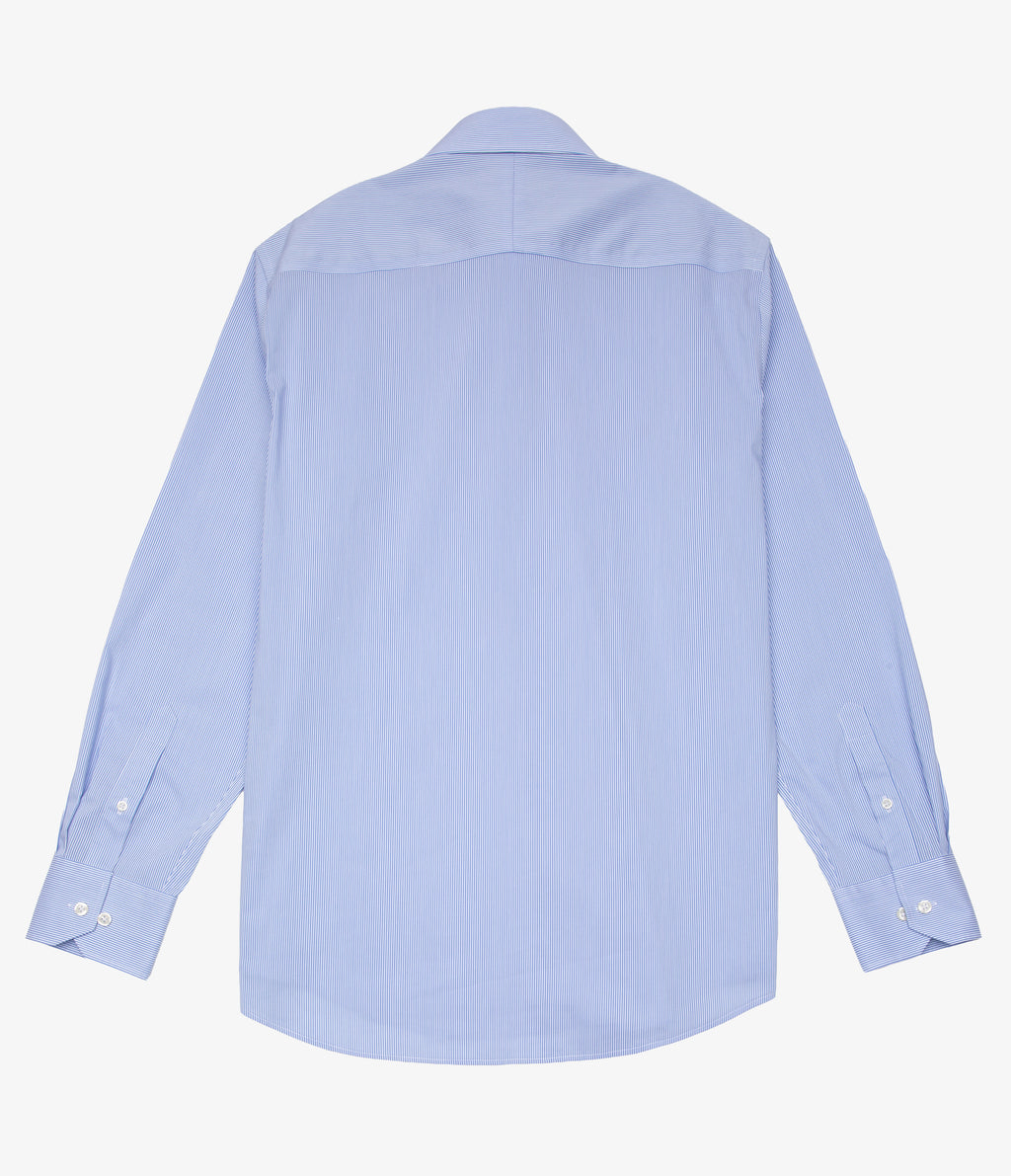 Camisa Hombre Performance Cuello Italiano Rayas Azul