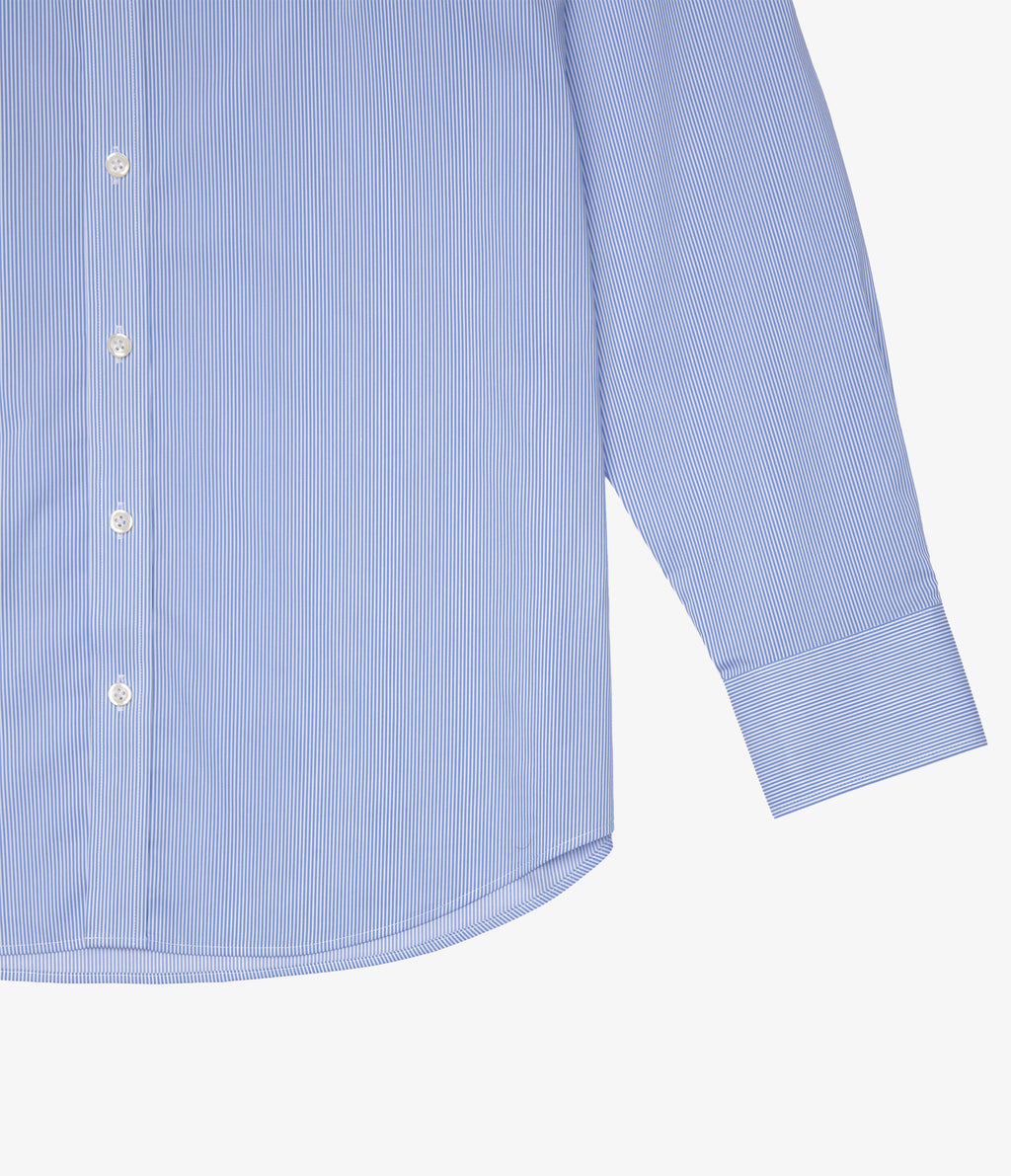 Camisa Hombre Performance Cuello Italiano Rayas Azul