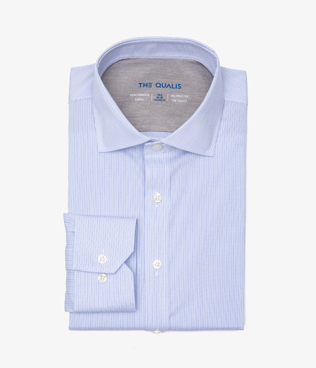 Camisa Hombre Performance Cuello Italiano Cuadritos