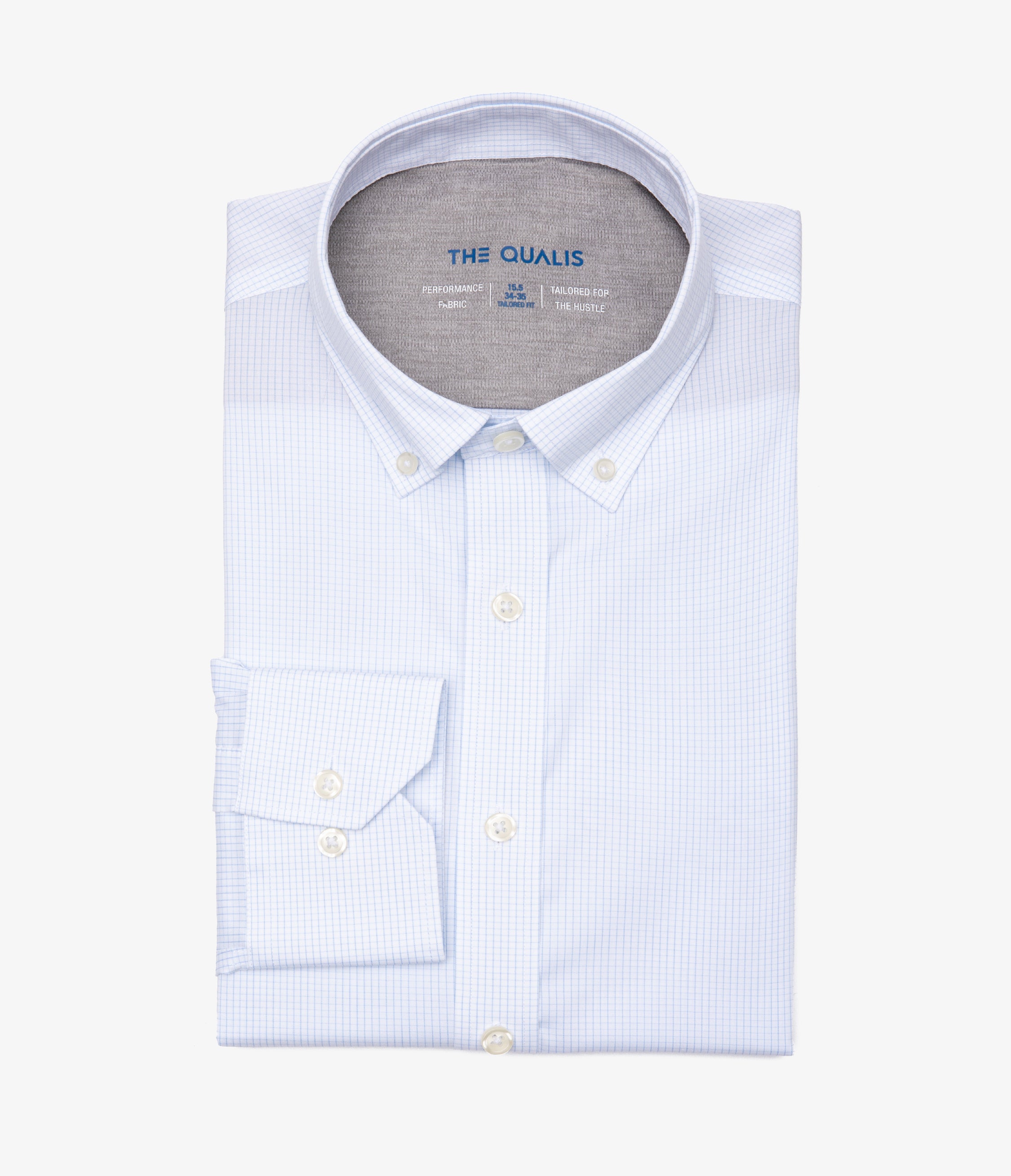 Camisa Hombre Performance Botton Down Cuadros Celeste